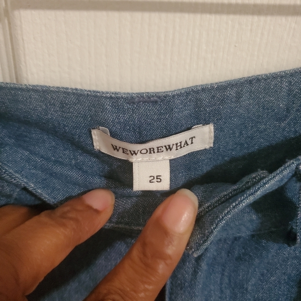 WeWoreWhat High Rise Wide Leg Jeans Pond Blue 70s Retro Style Size 25 - Picture 6 of 7